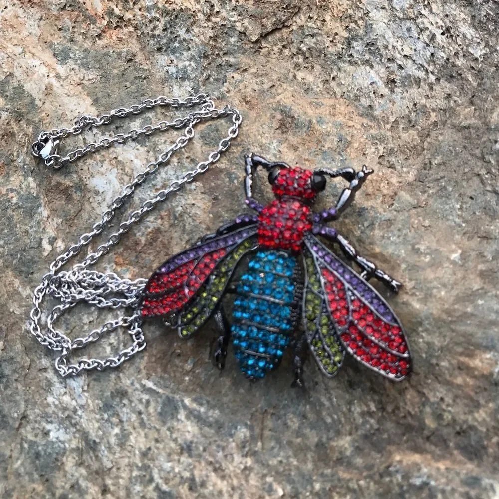 Crystal Housefly Brooch and Necklace‎